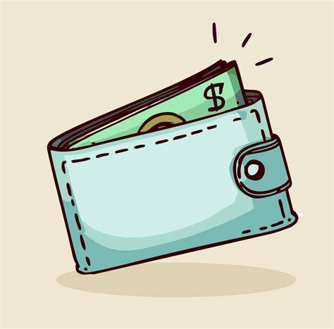 Cute Cartoon Style Drawing Of Wallet With Money 27188721 Vector Art At