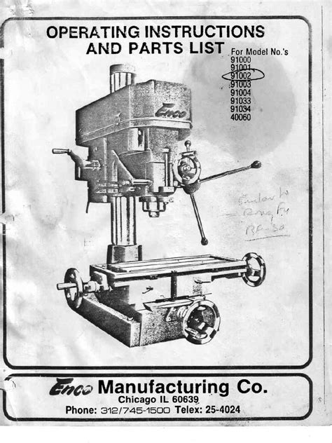 Enco Milling And Drilling Machine Manual 91002 Drill Screw