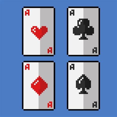 Jugando A Las Cartas Con Estilo Pixel Art Vector Premium