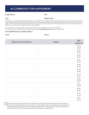 Fillable Online Accommodation Agreement Nscc Disability Services Fax