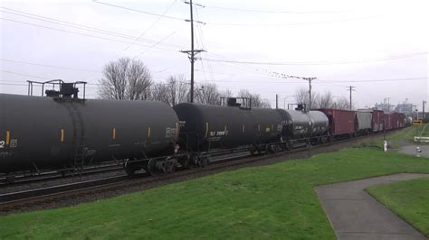 BNSF 4183 With UP 7755 Lead A Mixed Freight Old Town Tacoma WA W