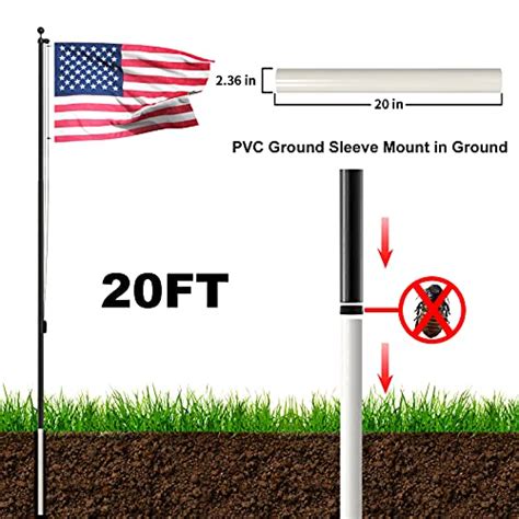 SCWN Flag Pole For Outside In Ground 20FT Sectional Aluminum Extra