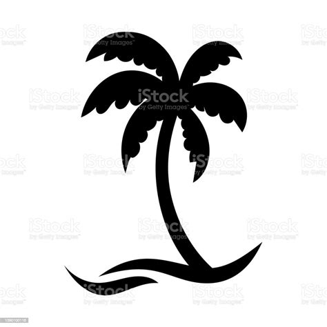 Coconut Tree Silhouette Summer Sunset Sea Design Stock Illustration