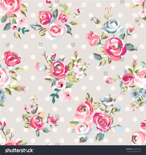 Seamless Cute Vintage Rose Flower Pattern Stock Vector Royalty Free