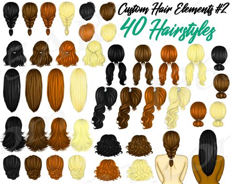 Long Hairstyles Clipart Hair Clip Art Womens Hair PNG Best - Etsy