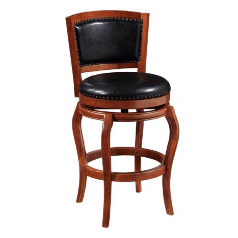 Benjara In Brown Low Back Wood Frame Barstool With Faux Leather