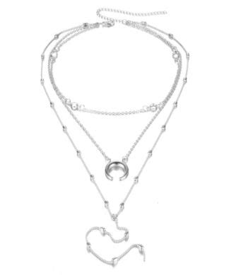 Collier Multirangs Swarovski Corne Lune Bijoux Tendance