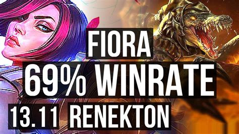 FIORA Vs RENEKTON TOP 69 Winrate 6 Solo Kills Dominating KR