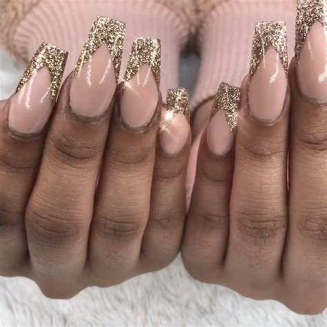 Glitter Nude Square Nails