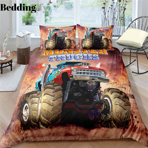 Monster Truck Bedding Set For Boys | Monster trucks, Monster truck bed, Quilt comforter