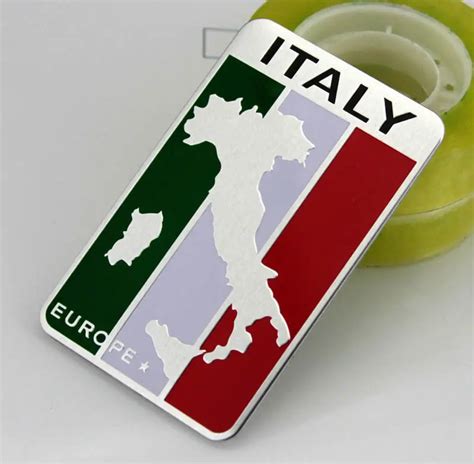 Car Auto Aluminium Italy Flag Map Badge Decals Emblem Fender Stickers