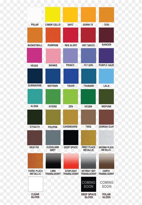 Paint Color Chart - Minga