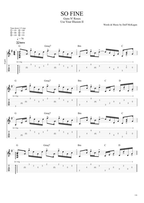 So Fine Tab By Guns N Roses Guitar Pro Full Score Mysongbook