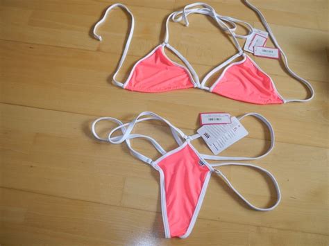 WICKED WEASEL SHEER Vision Bikini NEU Tri Top Thong Bottom RARITÄT L X EUR