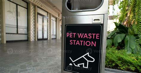 Pet waste station. Pet waste cleanup. Bin for dog owner cleanup dog ...