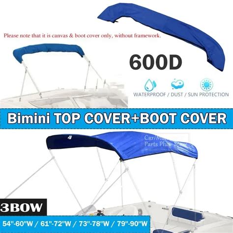 3 Bow Bimini Top Boot Cover 600d Waterproof Anti Uv Boat Cover No Frame Marine Dustproof