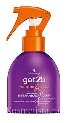 Термозащитный выпрямляющий спрей для волос «Утюжок» Schwarzkopf Got2b ...