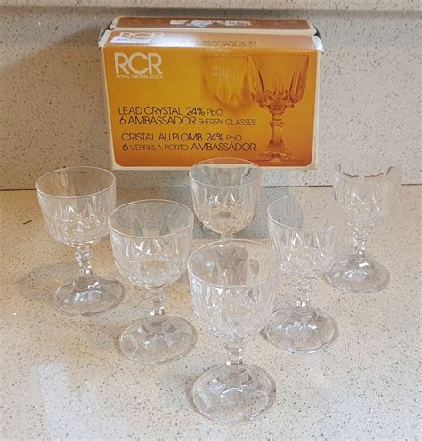 Vintage Italian Lead Crystal Sherry Wine Glasses Rcr Cristalleria