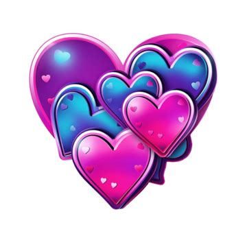 Glowing Neon Valentine Hearts Sticker With Stroke Heart Sticker Neon