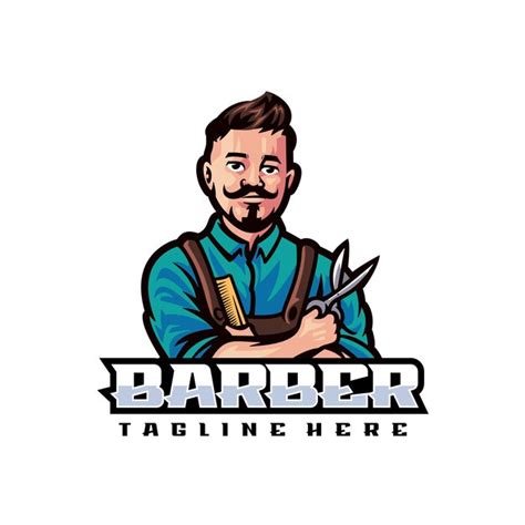 Ilustra O Vetorial Estilo Mascote Barbeiro Vetor Premium