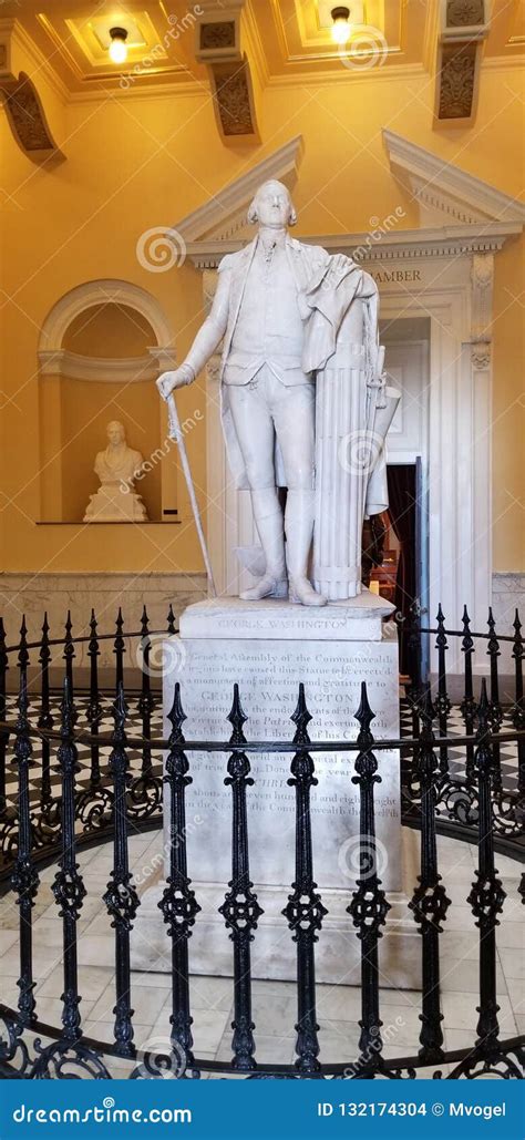 A Statue of George Washington in the Virginia State Capitol Rotunda ...