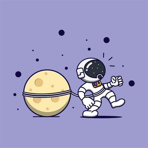 Premium Vector Vector Cute Astronaut Attracting The Moon