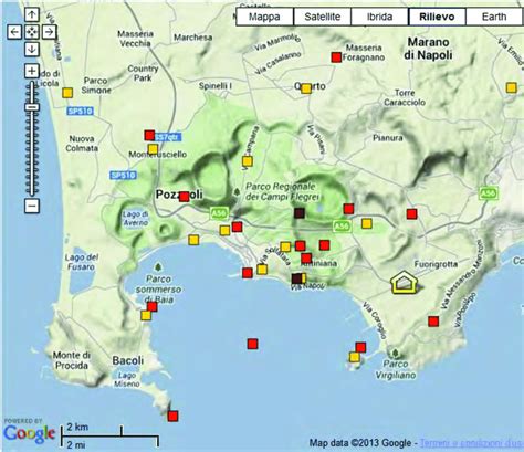 Mappa Delle Reti Di Monitoraggio Dei Campi Flegrei In Rosso Le