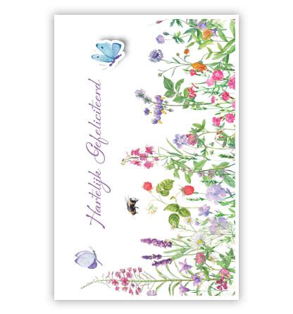 Lila En Roze Bloemen Met Vlinders PrimeurCards