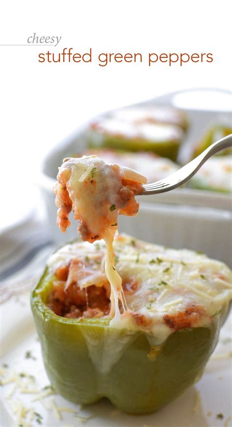 Cheesy Stuffed Green Peppers | Recipe | Stuffed green peppers, Stuffed ...