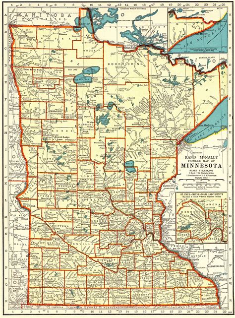 1940 Antique Minnesota State Map Vintage Map Of Minnesota Etsy