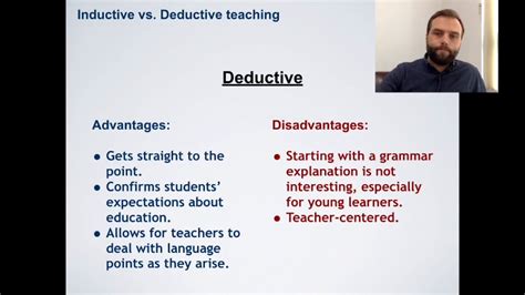 Tesol Concepts Inductive Vs Deductive Teaching Approach Youtube