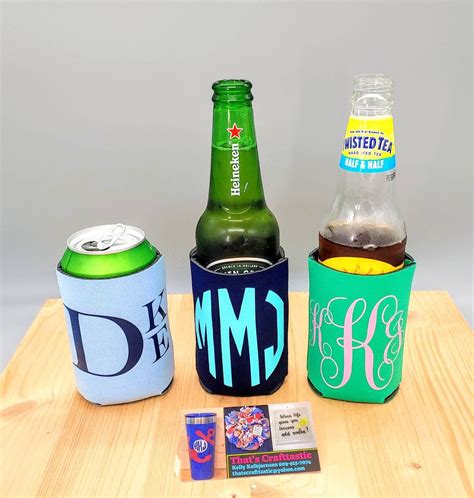 Personalized Monogram Can Cooler 4 Different Design Styles | Etsy