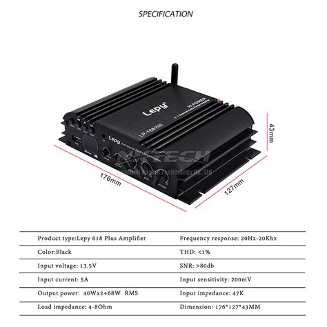 Lepy LP 168 PLUS Car Power Amplifier Digital Player Bluetooth 2 1CH IR