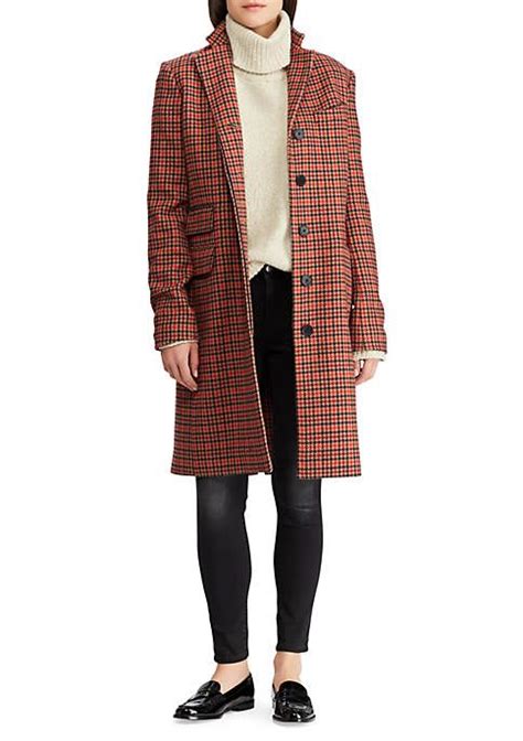 Lauren Ralph Lauren Plaid Wool Blend Trench Coat Trench Coats Women