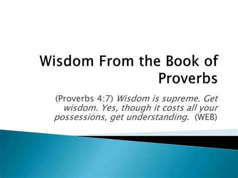 Ppt Wisdom From The Book Of Proverbs Powerpoint Presentation Free