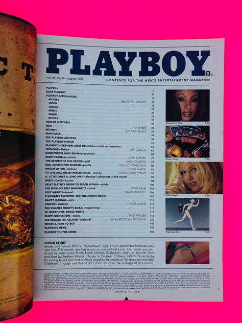 Playboy August Downtown Julie Brown Nude Matt Drudge Etsy