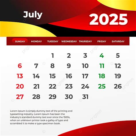 Calendario Julio 2025 Listo Para Imprimir Vector Descarga Gratuita De