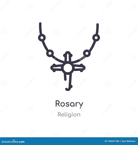 Rosary Outline Icon Isolated Line Vector Illustration From Religion