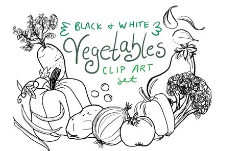 Clip Art Black And White Vegetables Clipart