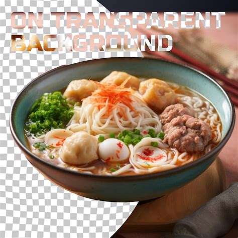 Premium Psd Noodle Dish With Meatballs And Veggies On Transparent