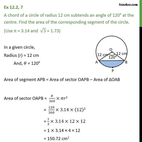 Ex A Chord Of Circle Of Radius Cm Subtends