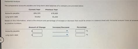 Solved Horizontal Analysis The Comparative Accounts Payable