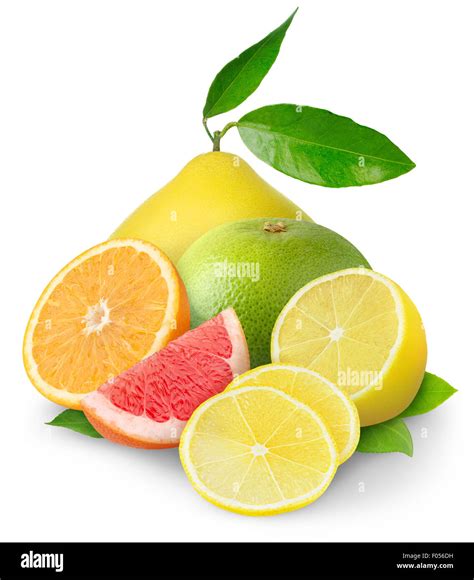 Beautiful Citrus Fruits Isolated On White Stock Photo Alamy