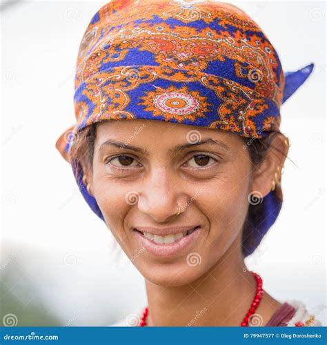 Portrait Nepalese Woman In Traditional Dress On The Street Pokhara