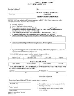 Free Washington Name Change Forms PDF EForms