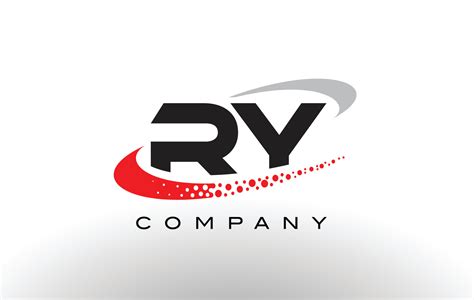 Diseño de logotipo de letra moderna ry con swoosh punteado rojo 4907834