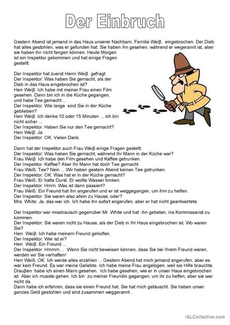 Einfache Texte Kriminalit T Der Deutsch Daf Arbeitsbl Tter Pdf Doc