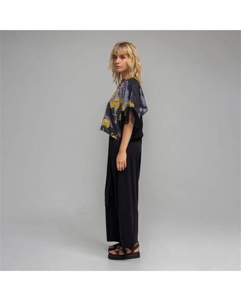 Artista Bettina Asymmetric Wide Leg Pants In Black Lyst