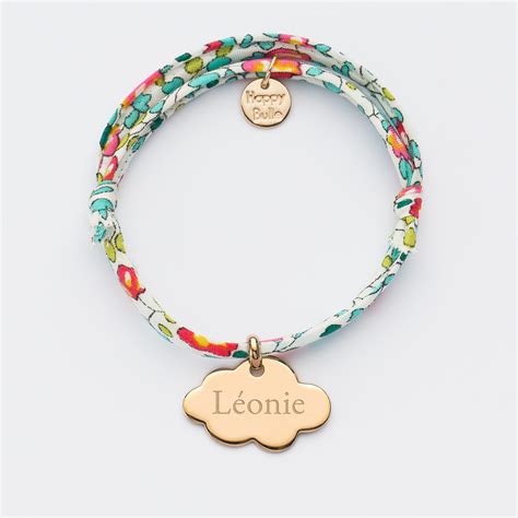 Bracelet Liberty Enfant Personnalis Pr Nom M Daille Grav E Nuage Plaqu Or