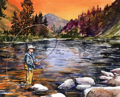 Fly Fishing Paintings Fly Fishing Art Fish Painting Fly Fishing